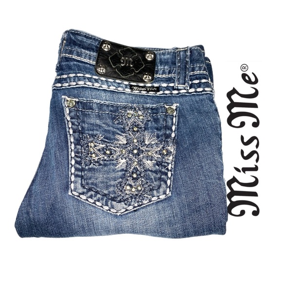 Miss Me Women's Blue Embellished Jeans - 28x33 - 0424 Womens Jeans